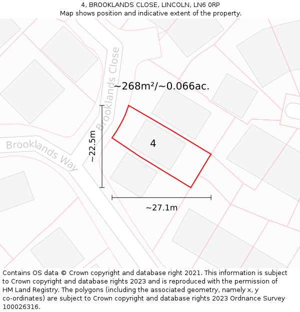 4, BROOKLANDS CLOSE, LINCOLN, LN6 0RP: Plot and title map
