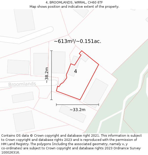 4, BROOMLANDS, WIRRAL, CH60 6TF: Plot and title map