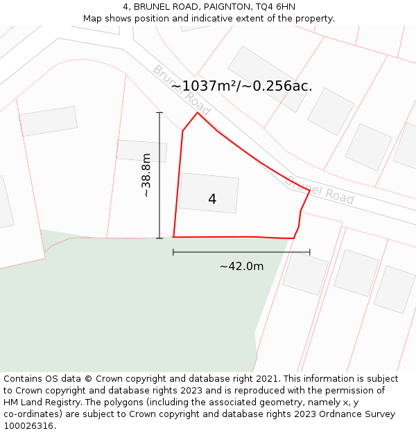 4, BRUNEL ROAD, PAIGNTON, TQ4 6HN: Plot and title map