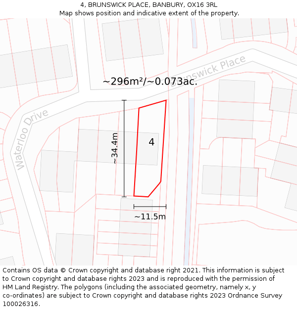 4, BRUNSWICK PLACE, BANBURY, OX16 3RL: Plot and title map