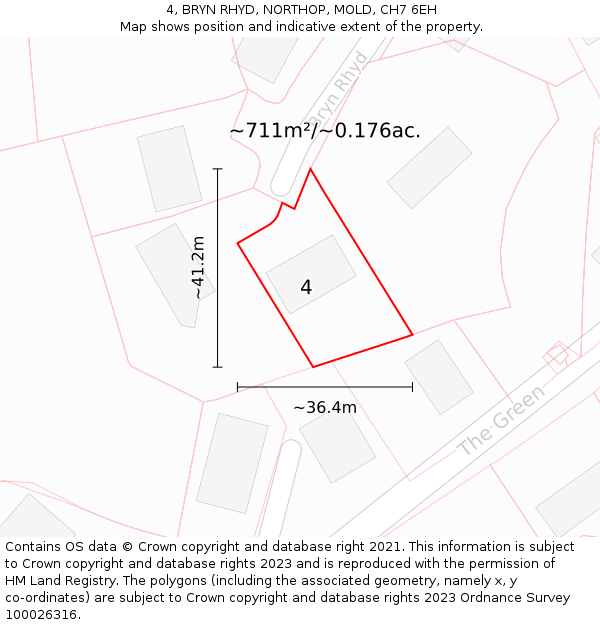 4, BRYN RHYD, NORTHOP, MOLD, CH7 6EH: Plot and title map