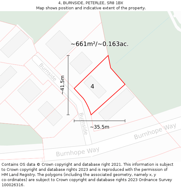 4, BURNSIDE, PETERLEE, SR8 1BX: Plot and title map