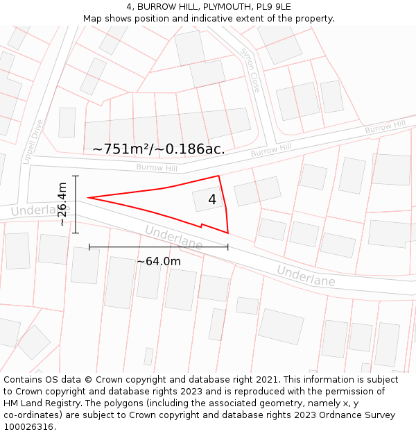 4, BURROW HILL, PLYMOUTH, PL9 9LE: Plot and title map