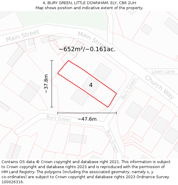 4, BURY GREEN, LITTLE DOWNHAM, ELY, CB6 2UH: Plot and title map