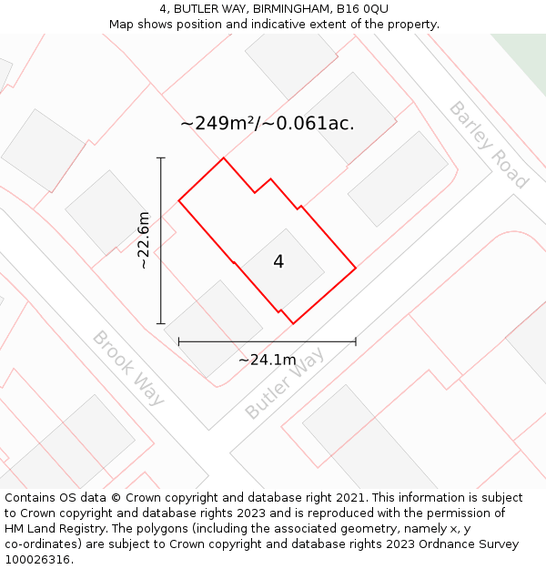 4, BUTLER WAY, BIRMINGHAM, B16 0QU: Plot and title map