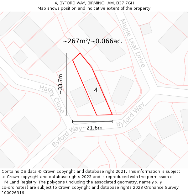 4, BYFORD WAY, BIRMINGHAM, B37 7GH: Plot and title map