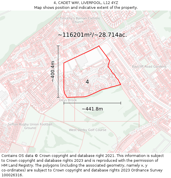 4, CADET WAY, LIVERPOOL, L12 4YZ: Plot and title map