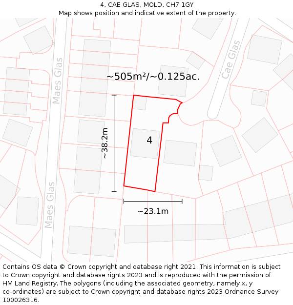 4, CAE GLAS, MOLD, CH7 1GY: Plot and title map