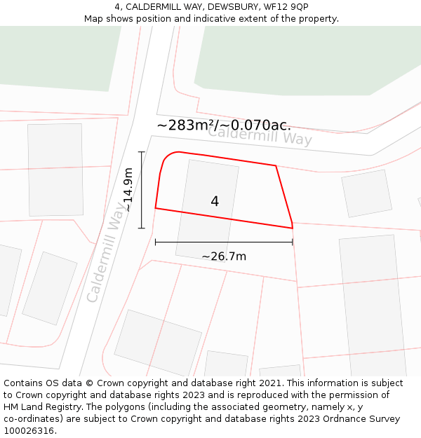 4, CALDERMILL WAY, DEWSBURY, WF12 9QP: Plot and title map