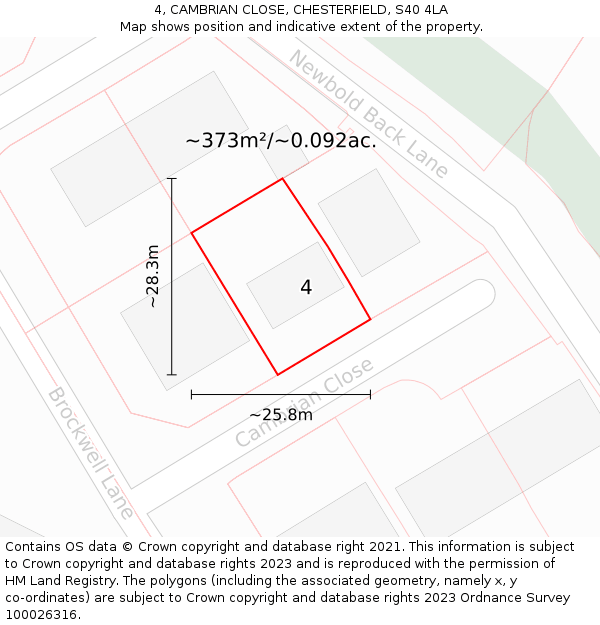 4, CAMBRIAN CLOSE, CHESTERFIELD, S40 4LA: Plot and title map