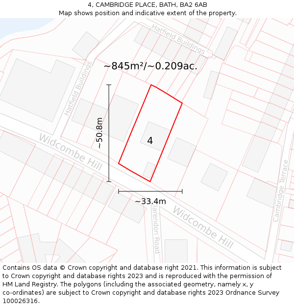 4, CAMBRIDGE PLACE, BATH, BA2 6AB: Plot and title map