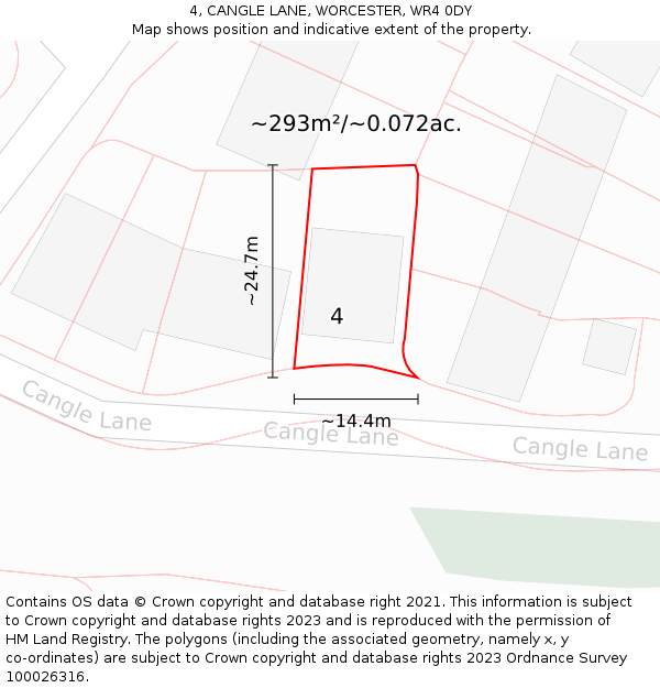 4, CANGLE LANE, WORCESTER, WR4 0DY: Plot and title map