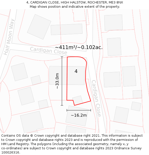 4, CARDIGAN CLOSE, HIGH HALSTOW, ROCHESTER, ME3 8NX: Plot and title map