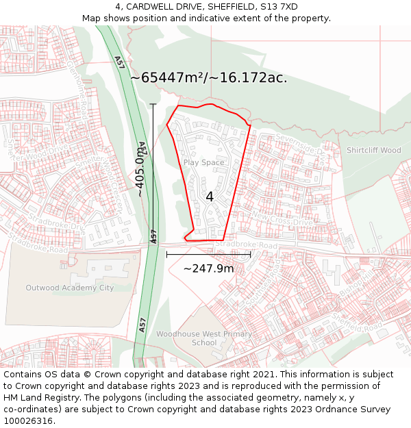 4, CARDWELL DRIVE, SHEFFIELD, S13 7XD: Plot and title map