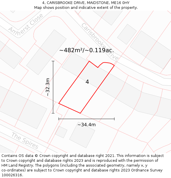4, CARISBROOKE DRIVE, MAIDSTONE, ME16 0HY: Plot and title map