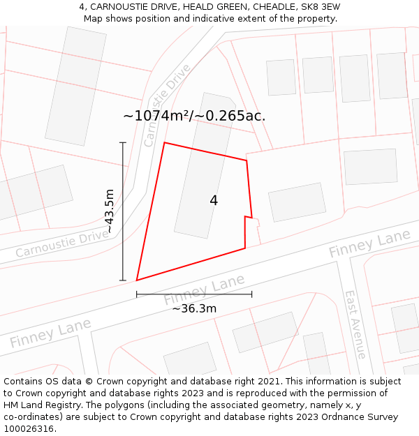 4, CARNOUSTIE DRIVE, HEALD GREEN, CHEADLE, SK8 3EW: Plot and title map