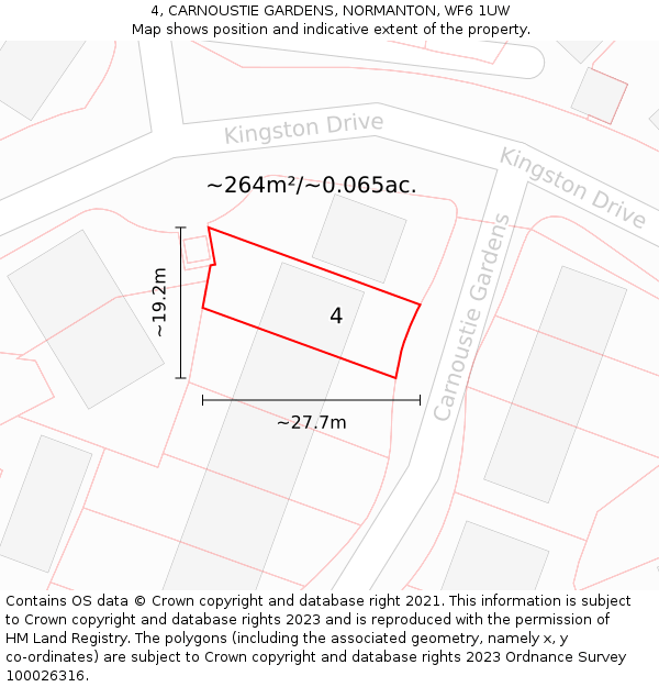 4, CARNOUSTIE GARDENS, NORMANTON, WF6 1UW: Plot and title map