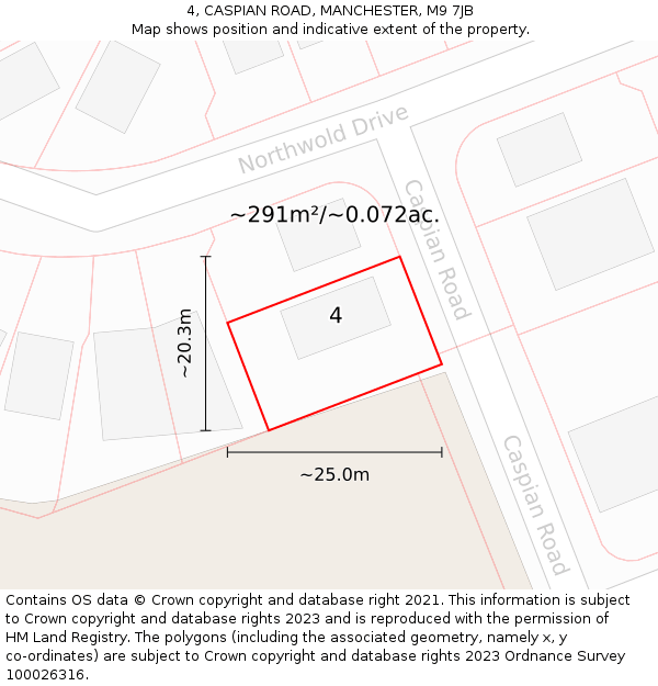 4, CASPIAN ROAD, MANCHESTER, M9 7JB: Plot and title map