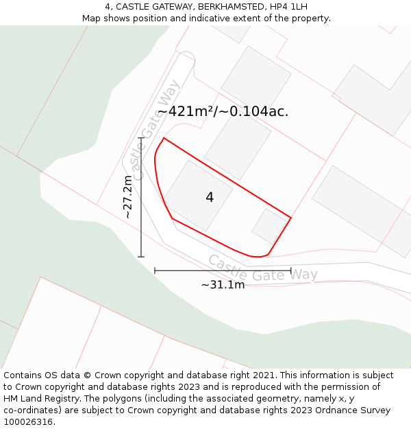 4, CASTLE GATEWAY, BERKHAMSTED, HP4 1LH: Plot and title map