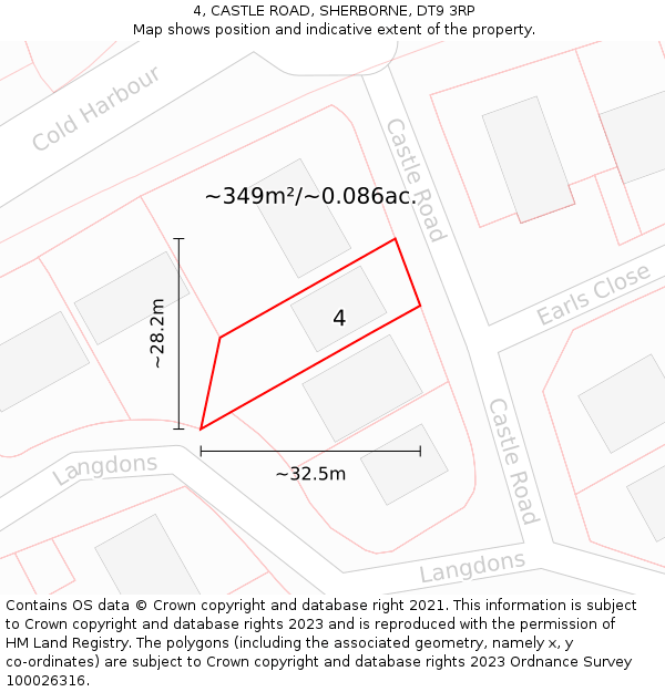 4, CASTLE ROAD, SHERBORNE, DT9 3RP: Plot and title map