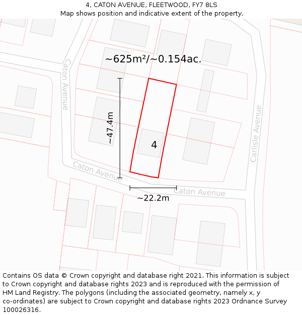 4, CATON AVENUE, FLEETWOOD, FY7 8LS: Plot and title map