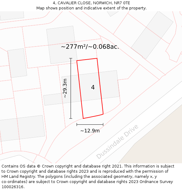 4, CAVALIER CLOSE, NORWICH, NR7 0TE: Plot and title map