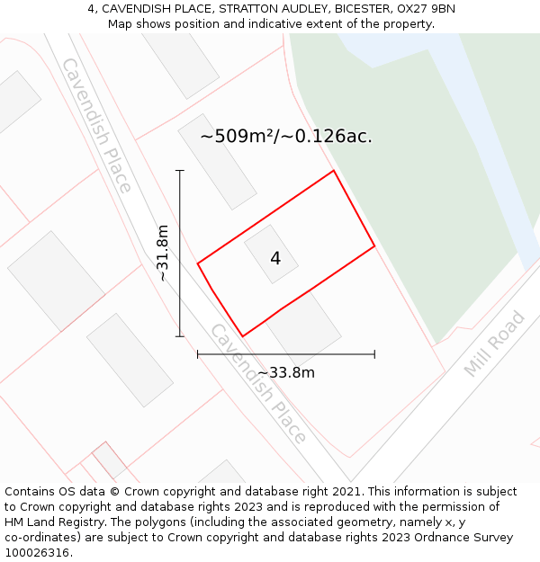 4, CAVENDISH PLACE, STRATTON AUDLEY, BICESTER, OX27 9BN: Plot and title map