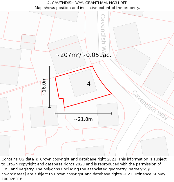 4, CAVENDISH WAY, GRANTHAM, NG31 9FP: Plot and title map