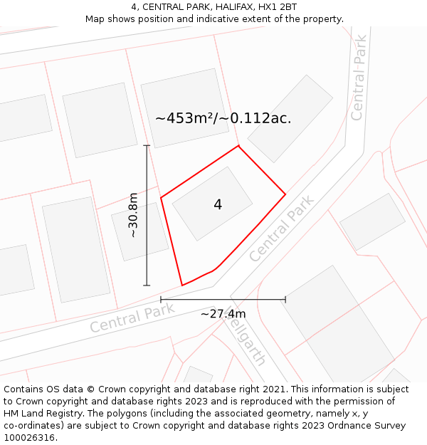 4, CENTRAL PARK, HALIFAX, HX1 2BT: Plot and title map
