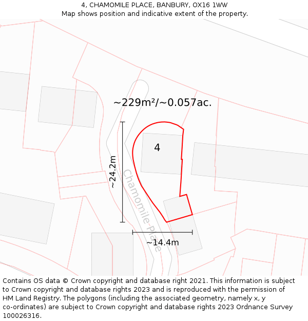 4, CHAMOMILE PLACE, BANBURY, OX16 1WW: Plot and title map