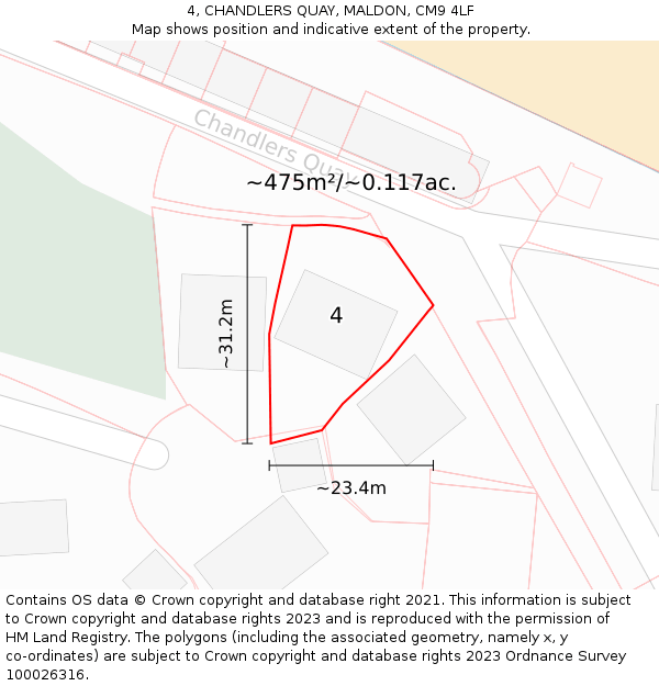 4, CHANDLERS QUAY, MALDON, CM9 4LF: Plot and title map