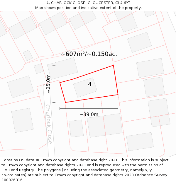 4, CHARLOCK CLOSE, GLOUCESTER, GL4 6YT: Plot and title map