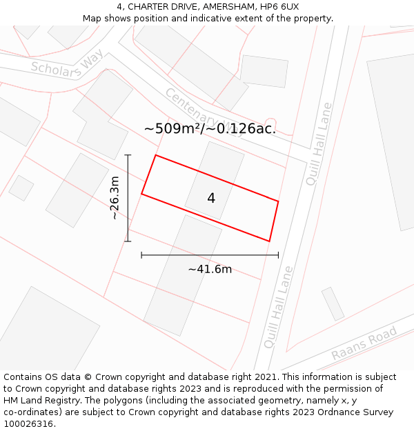 4, CHARTER DRIVE, AMERSHAM, HP6 6UX: Plot and title map