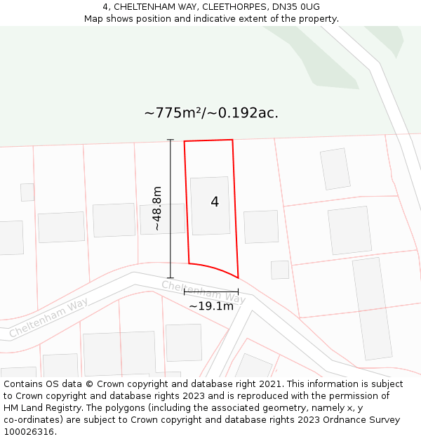 4, CHELTENHAM WAY, CLEETHORPES, DN35 0UG: Plot and title map