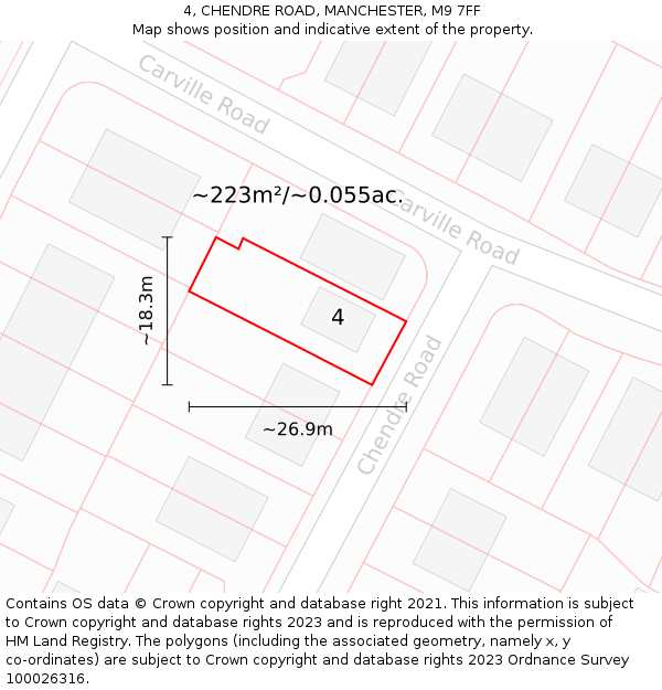 4, CHENDRE ROAD, MANCHESTER, M9 7FF: Plot and title map