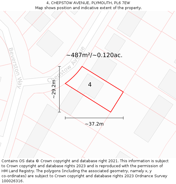 4, CHEPSTOW AVENUE, PLYMOUTH, PL6 7EW: Plot and title map