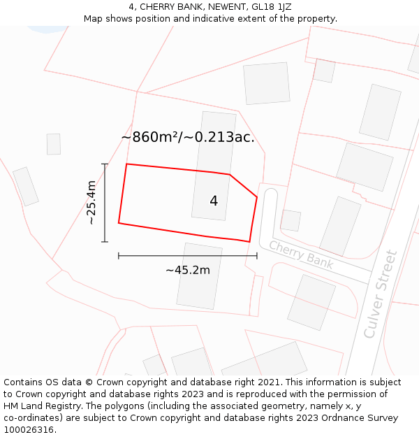 4, CHERRY BANK, NEWENT, GL18 1JZ: Plot and title map