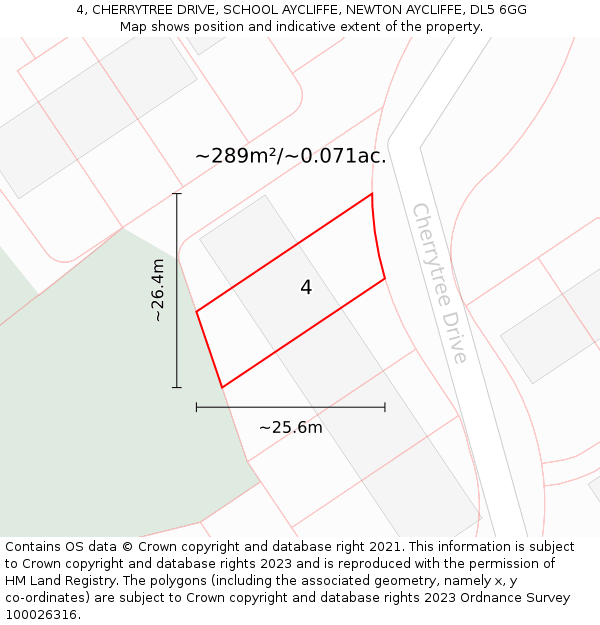 4, CHERRYTREE DRIVE, SCHOOL AYCLIFFE, NEWTON AYCLIFFE, DL5 6GG: Plot and title map