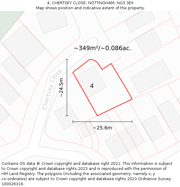 4, CHERTSEY CLOSE, NOTTINGHAM, NG3 3EX: Plot and title map