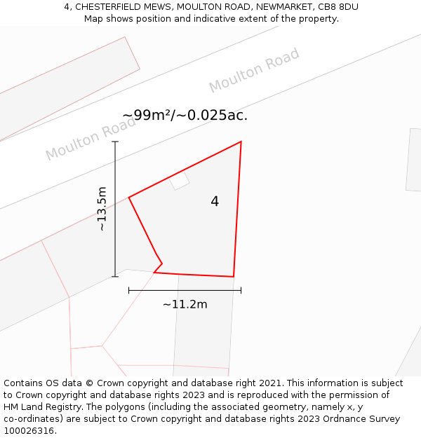 4, CHESTERFIELD MEWS, MOULTON ROAD, NEWMARKET, CB8 8DU: Plot and title map