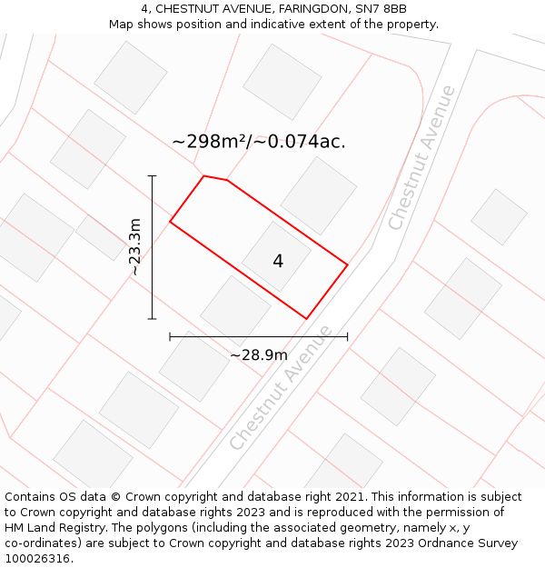 4, CHESTNUT AVENUE, FARINGDON, SN7 8BB: Plot and title map