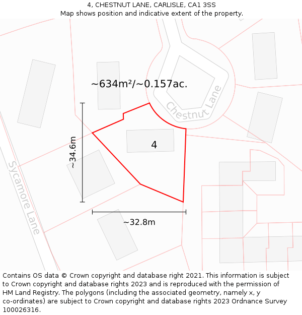 4, CHESTNUT LANE, CARLISLE, CA1 3SS: Plot and title map