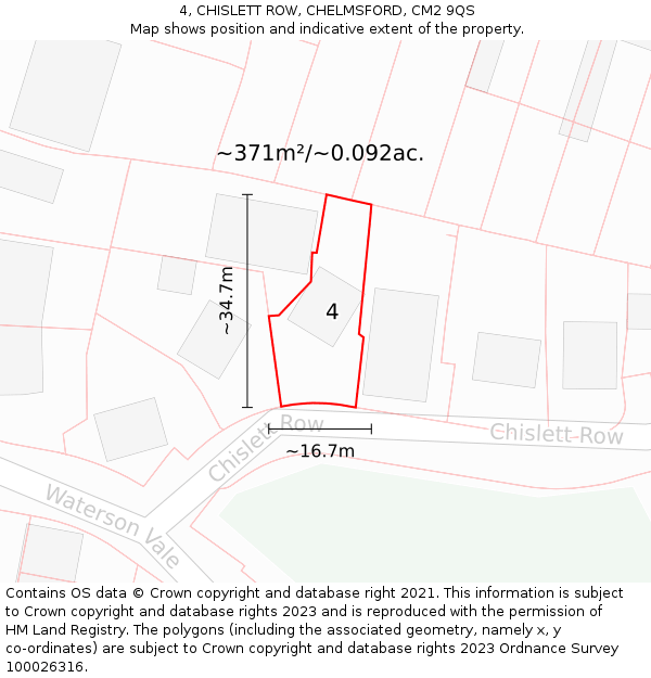 4, CHISLETT ROW, CHELMSFORD, CM2 9QS: Plot and title map