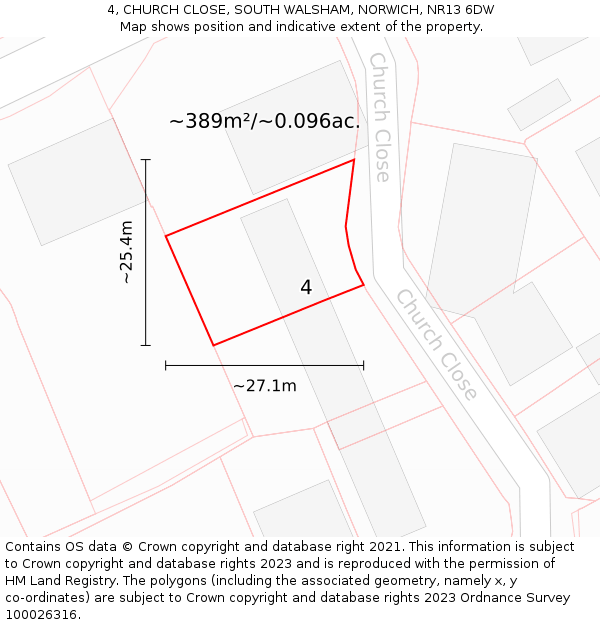 4, CHURCH CLOSE, SOUTH WALSHAM, NORWICH, NR13 6DW: Plot and title map