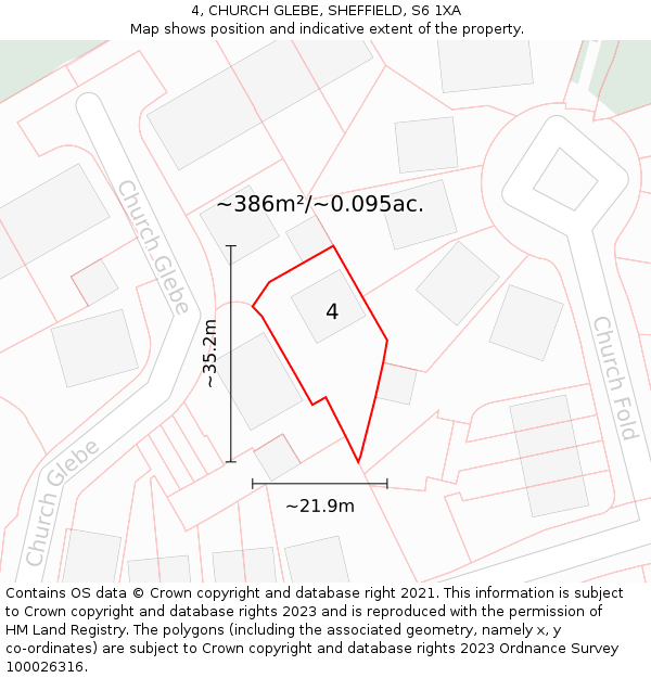 4, CHURCH GLEBE, SHEFFIELD, S6 1XA: Plot and title map