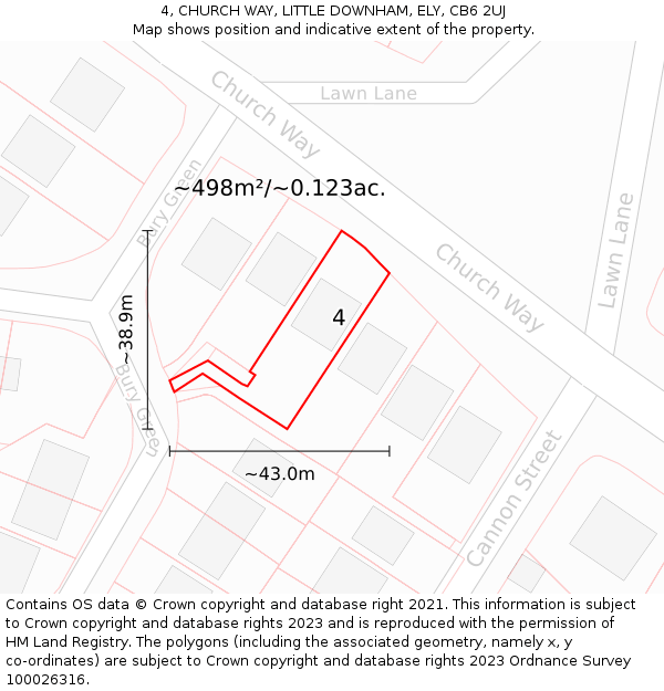 4, CHURCH WAY, LITTLE DOWNHAM, ELY, CB6 2UJ: Plot and title map