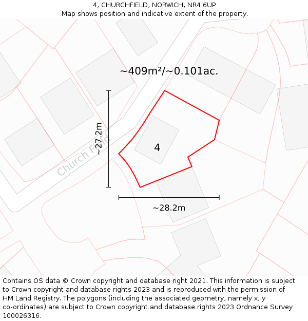 4, CHURCHFIELD, NORWICH, NR4 6UP: Plot and title map