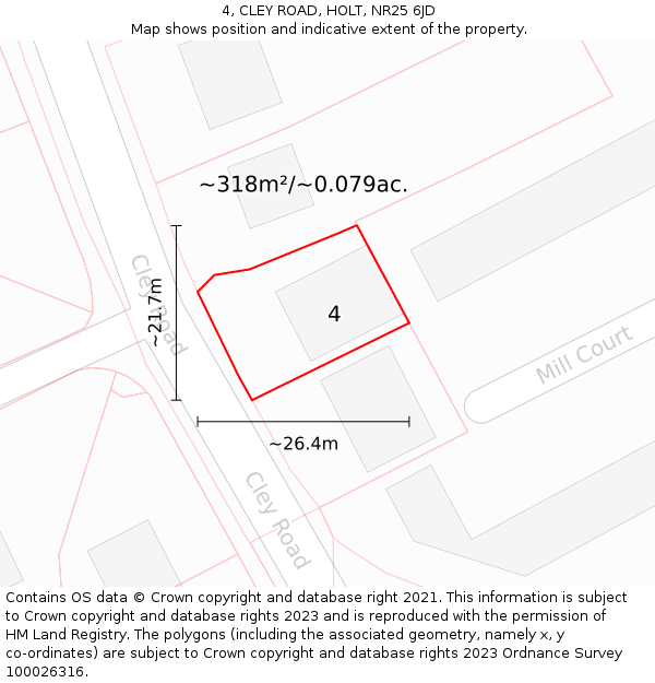 4, CLEY ROAD, HOLT, NR25 6JD: Plot and title map