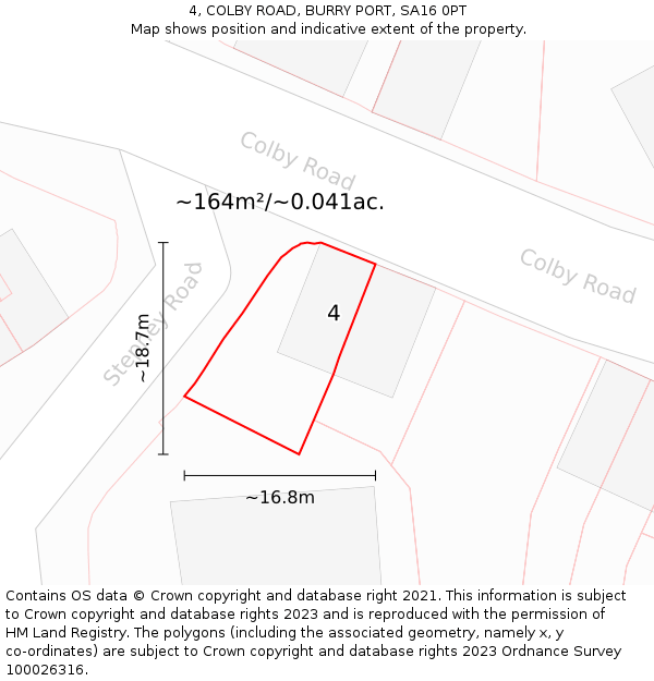 4, COLBY ROAD, BURRY PORT, SA16 0PT: Plot and title map