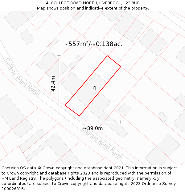 4, COLLEGE ROAD NORTH, LIVERPOOL, L23 8UP: Plot and title map